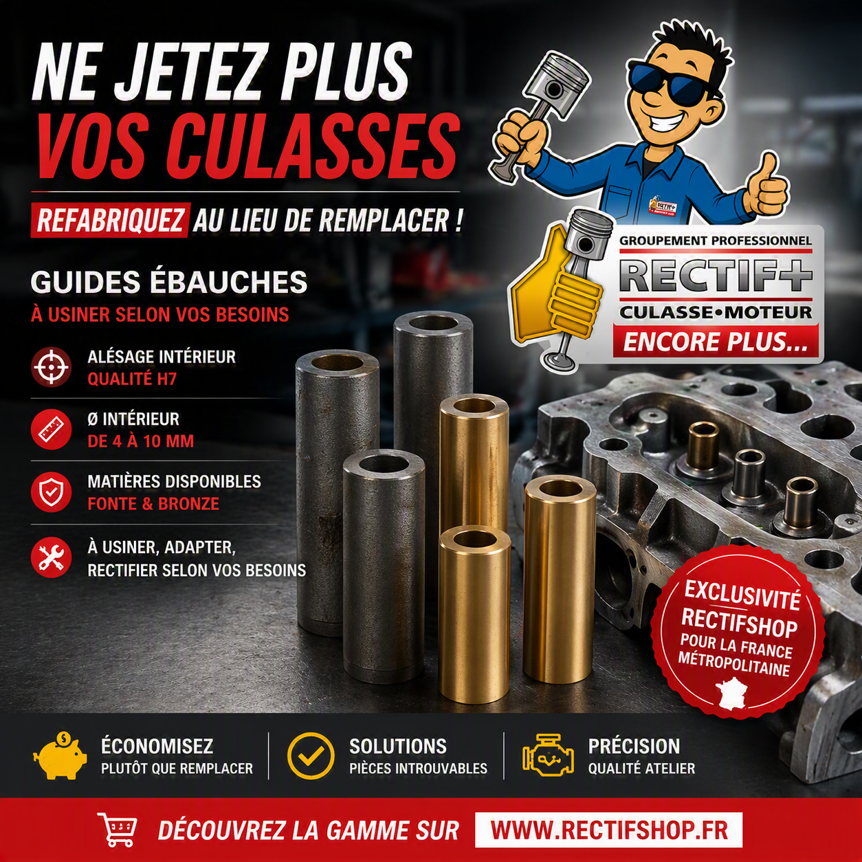 GUIDES EBAUCHE ø INT H7 